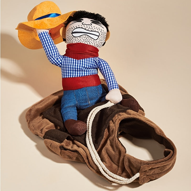 Funny Cowboy Rider Pet Costume for Small and Medium Dogs and Cats - Perfect for Halloween and Costume Parties