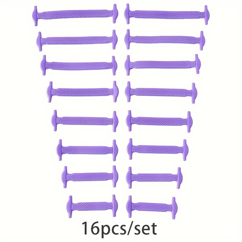 16pcs/Pack No-Tie Elastic Shoelaces for Sneakers, Casual Shoes, and Athletic Footwear