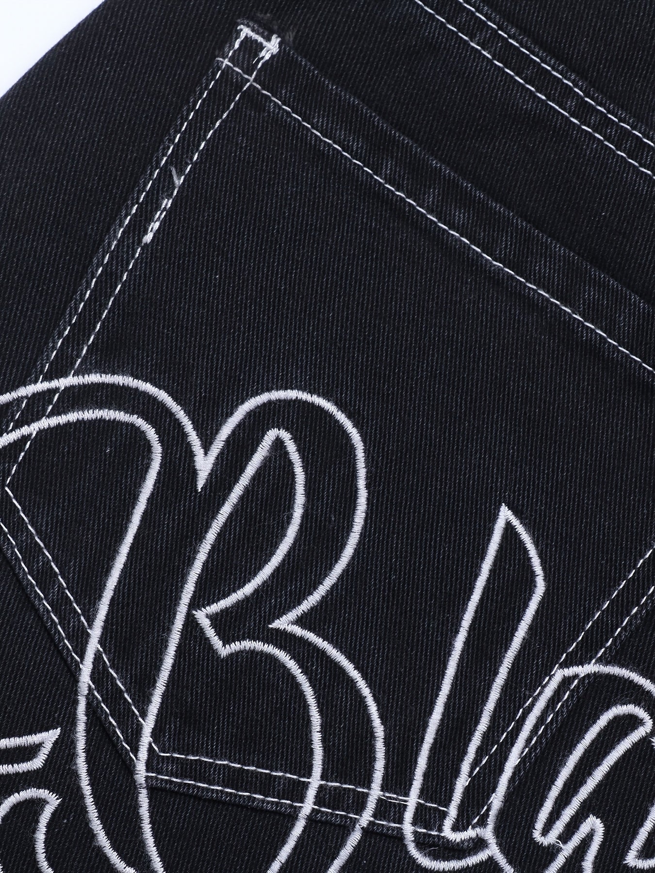 Y2k Letter Print Wide Leg Loose Fit Jeans, Men's Casual Slightly Stretch Street Style Multi Pocket Baggy Denim Pants For Spring Summer