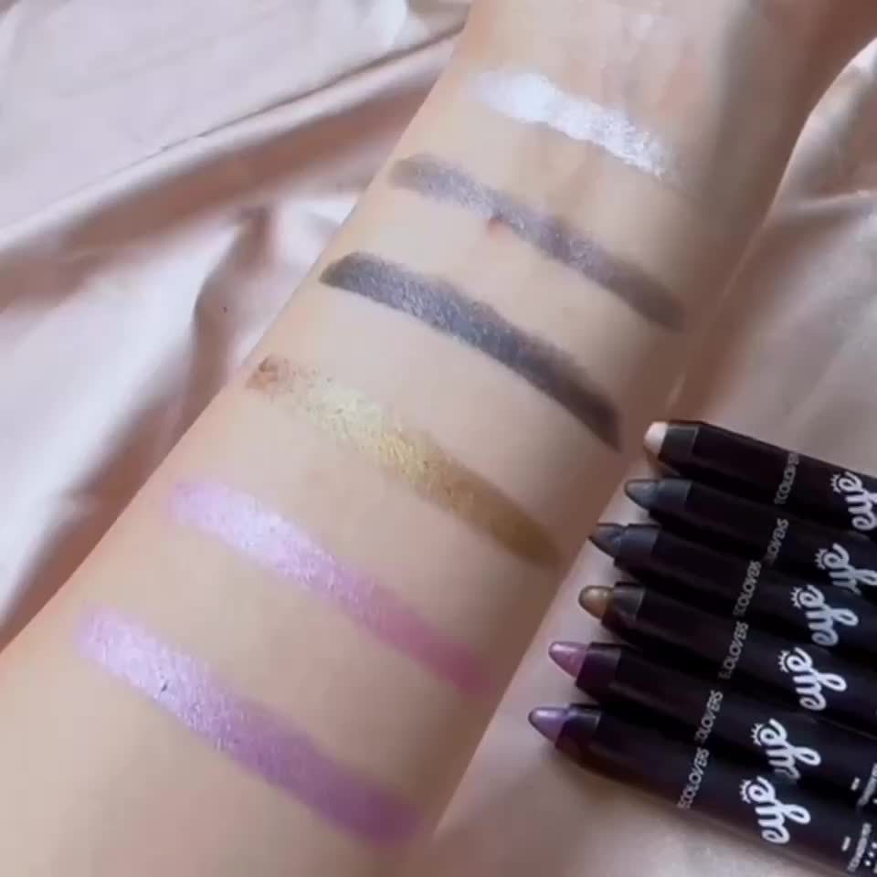 Waterproof Pearly Eyeshadow Eyeliner Pencil Glitter Matte Nude Eyeshadow Makeup Pigment Eyelid Under Crease Brightening Pen, ( 6 Colors )