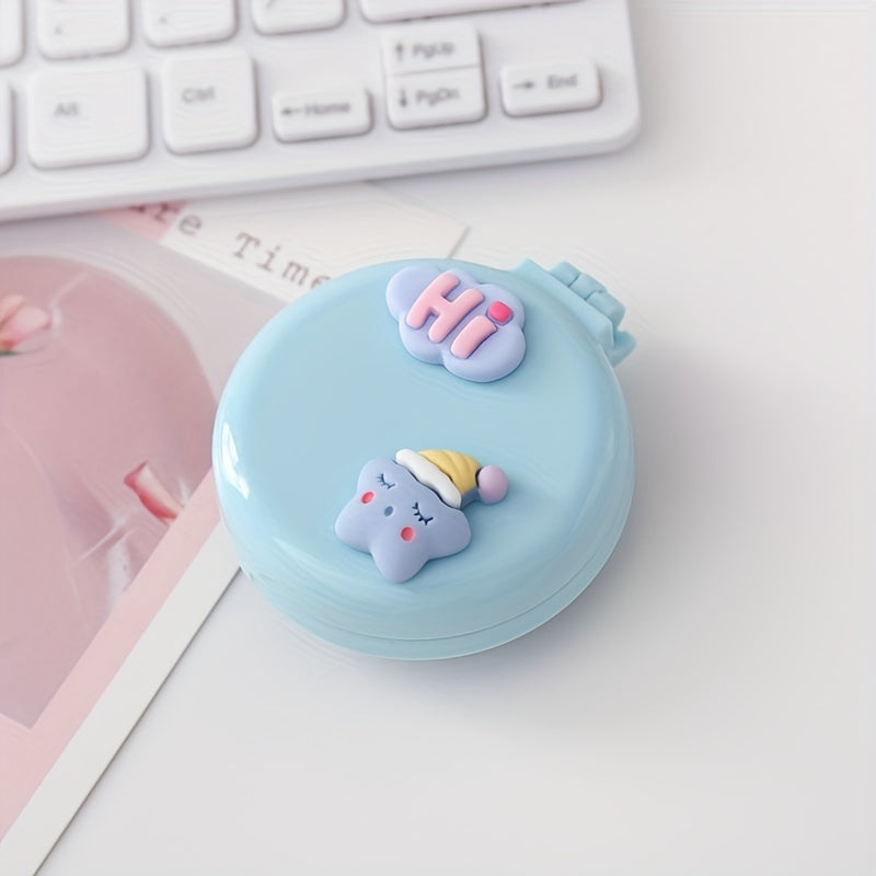 Cute Folding Airbag Comb With Mirror Cartoon Round Pocket Hair Brush With Makeup Mirror Compact Travel Hairbrush Mini Hair Massage Comb For Women And Girls