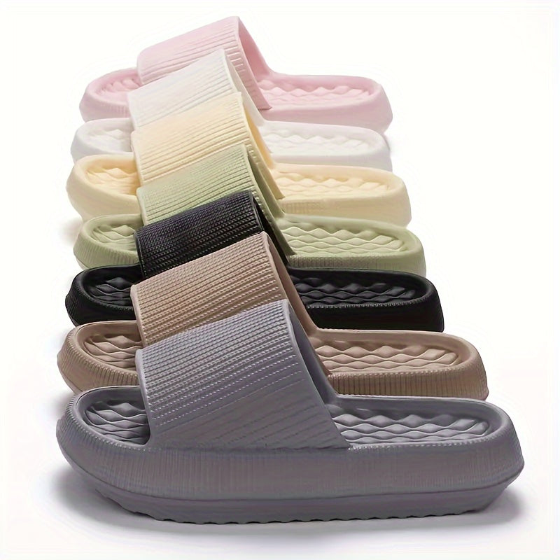 Simple Solid Color Slides, Casual Open Toe Soft Sole Shoes, Comfortable Indoor Home Bathroom Slides