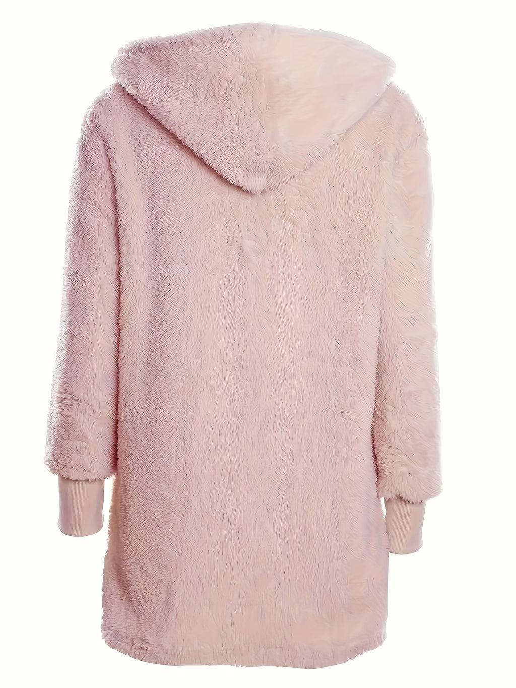 Warm Fuzzy Pajama Set, Long Sleeve Hooded Robe & Tank Top & Drawstring Shorts, Women's Sleepwear & Loungewear