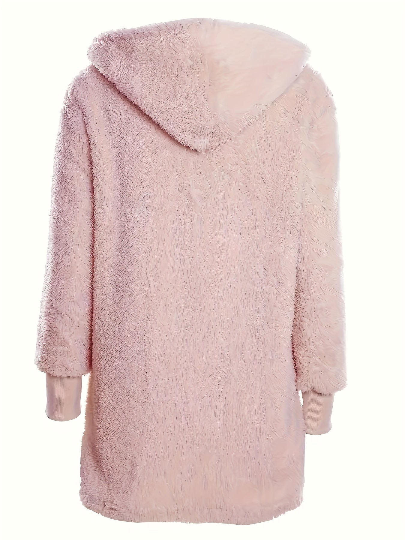 Warm Fuzzy Pajama Set, Long Sleeve Hooded Robe & Tank Top & Drawstring Shorts, Women's Sleepwear & Loungewear