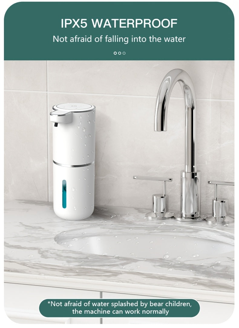 12.85oz Automatic Soap Dispenser with Touchless Sensor - Wall-Mounted, Rechargeable Lithium Battery, USB Charging, Modern Design for Bathroom And Kitchen, Bathroom Soap Dispenser|Modern Soap Dispenser|Touchless Soap Dispenser