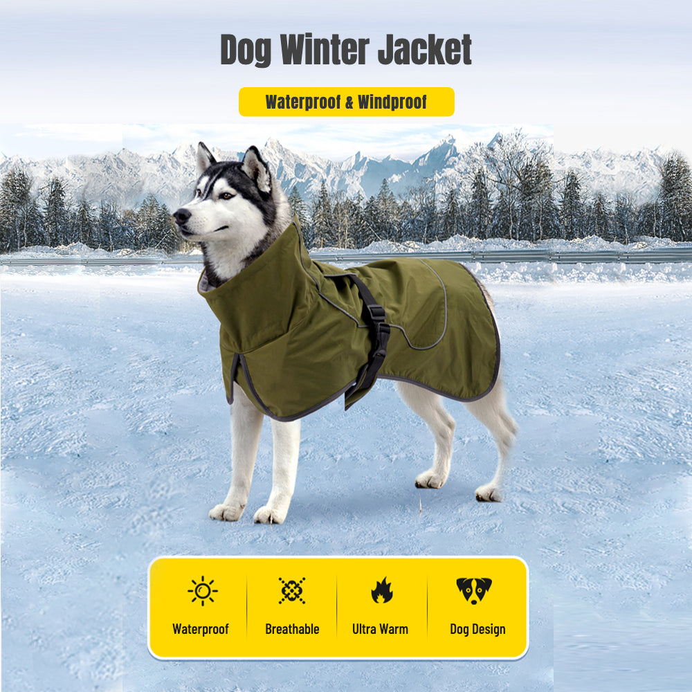 Double-Layer Winter Dog Jackets, Dog Coats For Large Dogs In Winter, Dog Raincoat - Waterproof Dog Clothes Christmas Gift