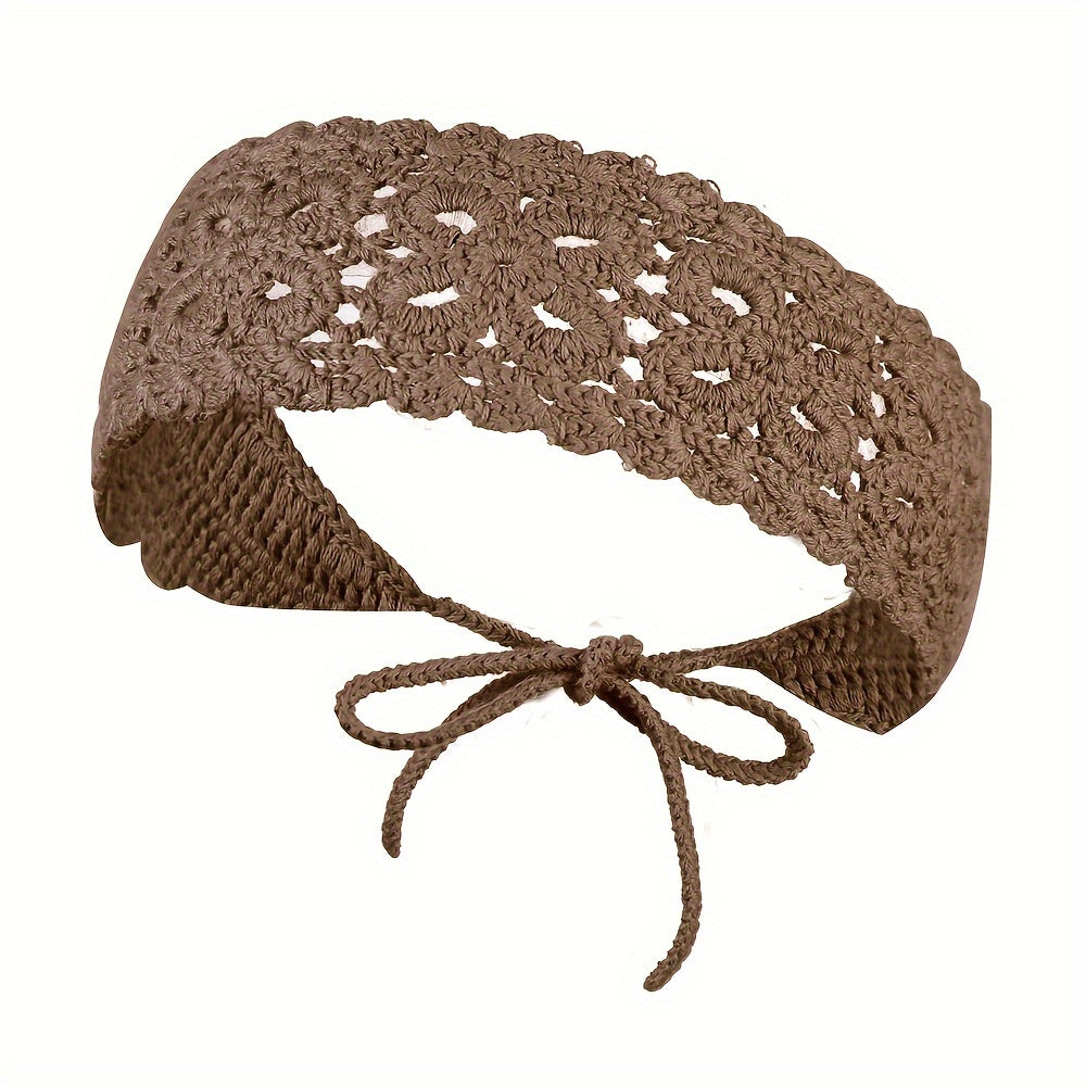 Women Crochet Headbands Boho Knitted Floral Elastic Hairband Vintage Head Wrap Hair Accessories