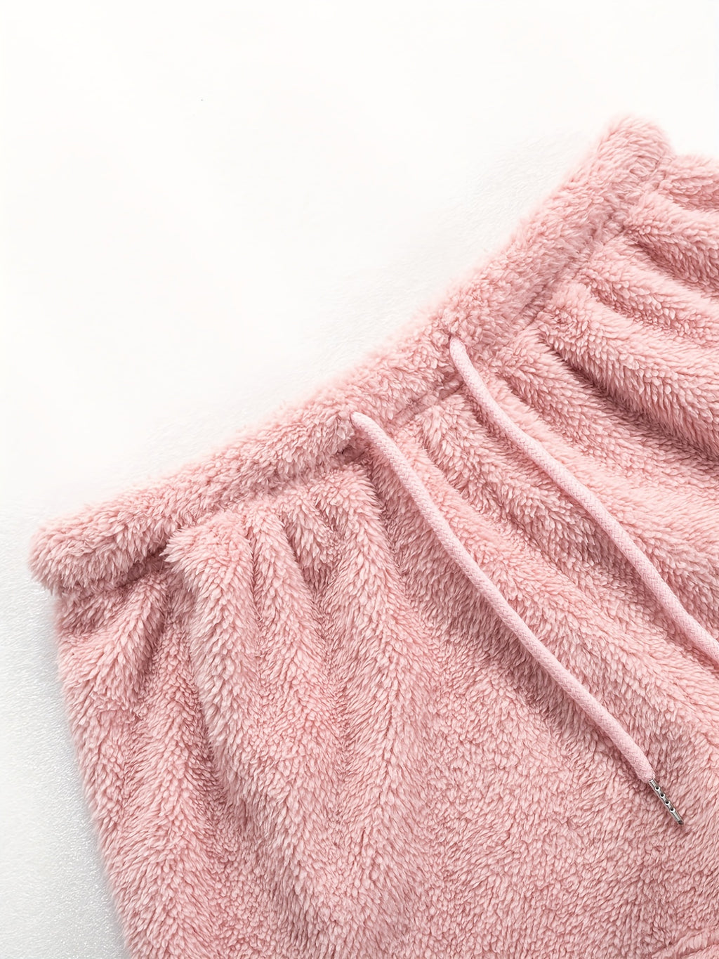 Warm Fuzzy Pajama Set, Long Sleeve Hooded Robe & Tank Top & Drawstring Shorts, Women's Sleepwear & Loungewear