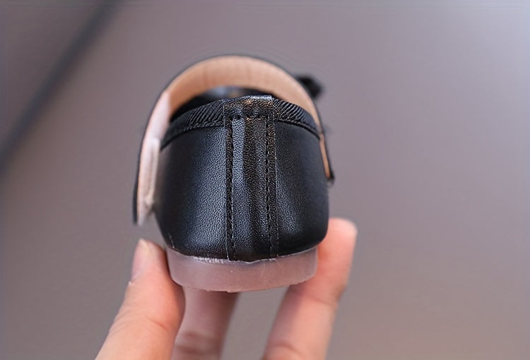 Girls Shoes Mary Jane Flats Soft Sole Non-slip Bow Decor Princess Shoes