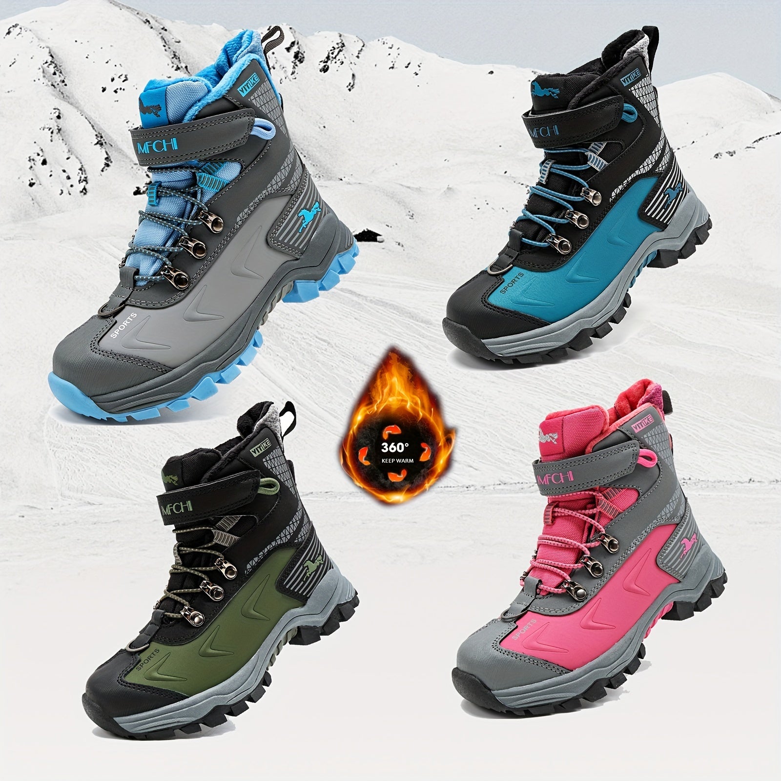 Boys Snow Boots, Anti-Slip Shoes For Outdoor Hiking Climbing Winter