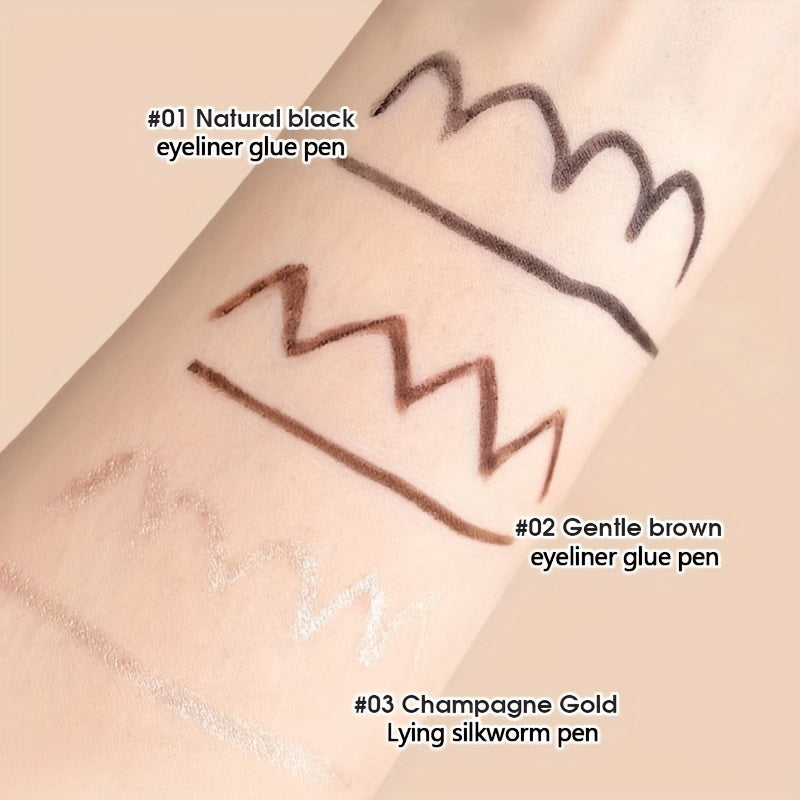 Brown Long-Wearing Fine Tip Eyeliner Pencil - Smooth, Pearly Shiny, Waterproof, Smudge Proof, Transfer-Proof - Easy to Use, Brightening, Under Crease Makeup Stick for a Flawless Look