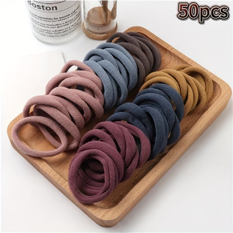 50pcs/100pcs High Elastic Hair Ring French Style Thick Women's Hair Rope Graduation Gift