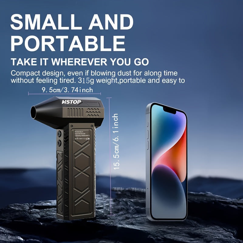 Portable High-Speed Turbo Fan, 130000 RPM, 36V Max, 0-200W, USB Rechargeable Battery, for Mini Jet Air Blower for Car, Home, Electronics Cleaning, Dust & Snow Removal