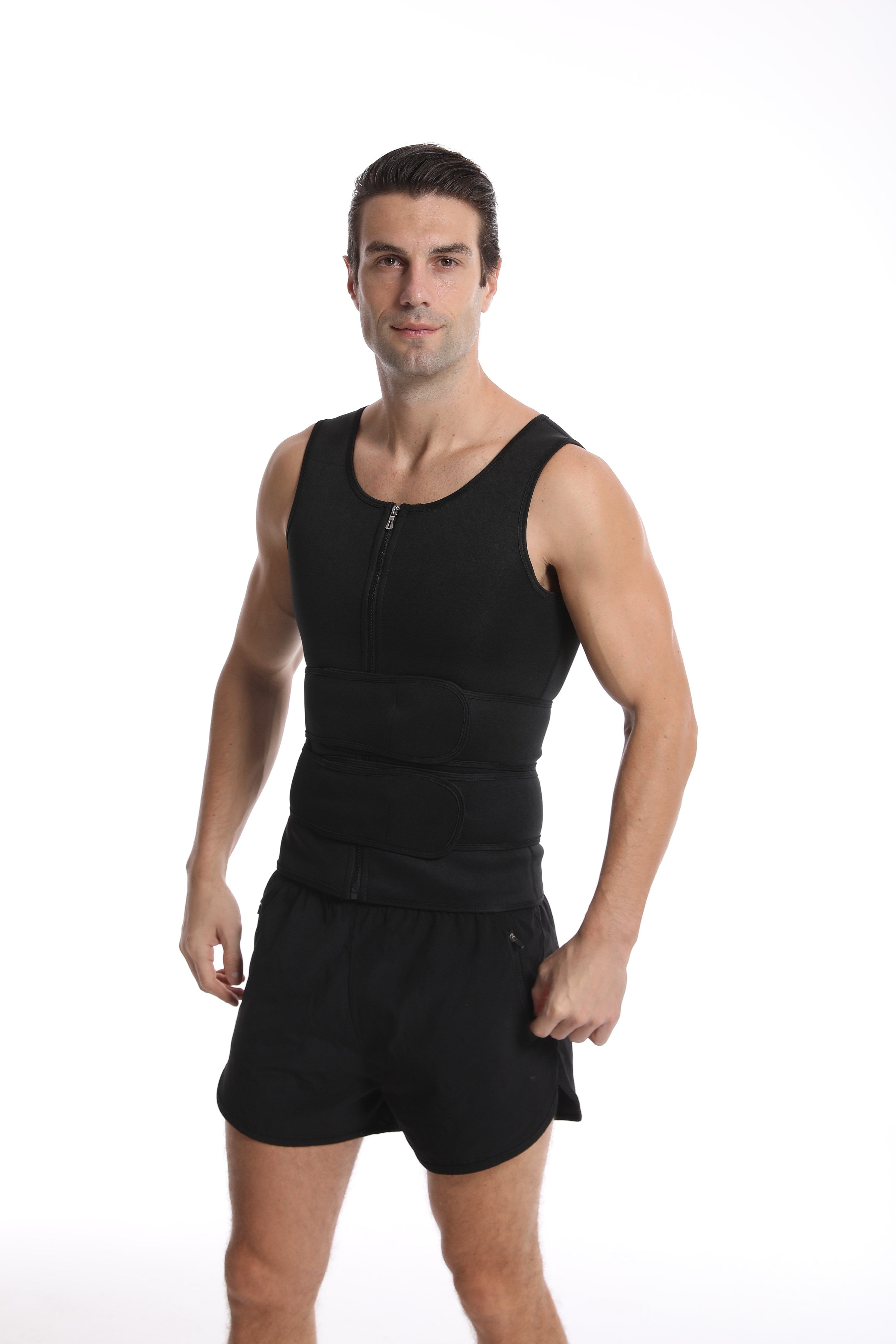 Men's Compression Sweat Sauna Vest, New Slimming Suit For Students, Waist Belts Body Shaper Back Support Tank Top For Workout Fitness Gym