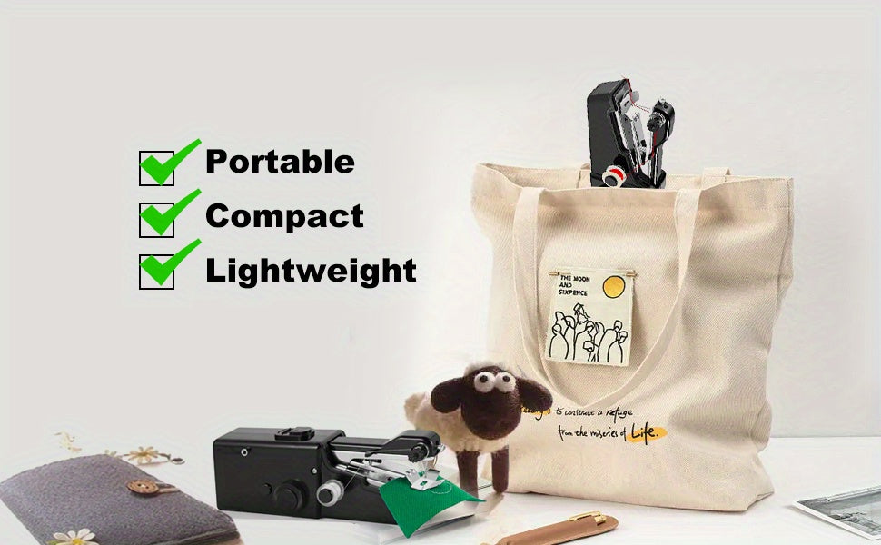 1pc Handheld Sewing Machine, Mini Portable Electric Sewing Machine For Adult, Easy To Use And Fast Stitch Suitable For Clothes, Fabrics, DIY Home Travel (Battery Not Included)