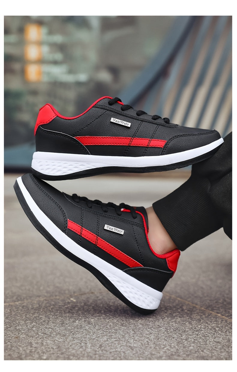 VanWeir Lightweight Men'S Shoes - Navy Blue & White, Stable Lace-Up Sneakers with MD/TPR Sole, Breathable Fabric Lining for Outdoor Sports, Hiking & Casual Wear