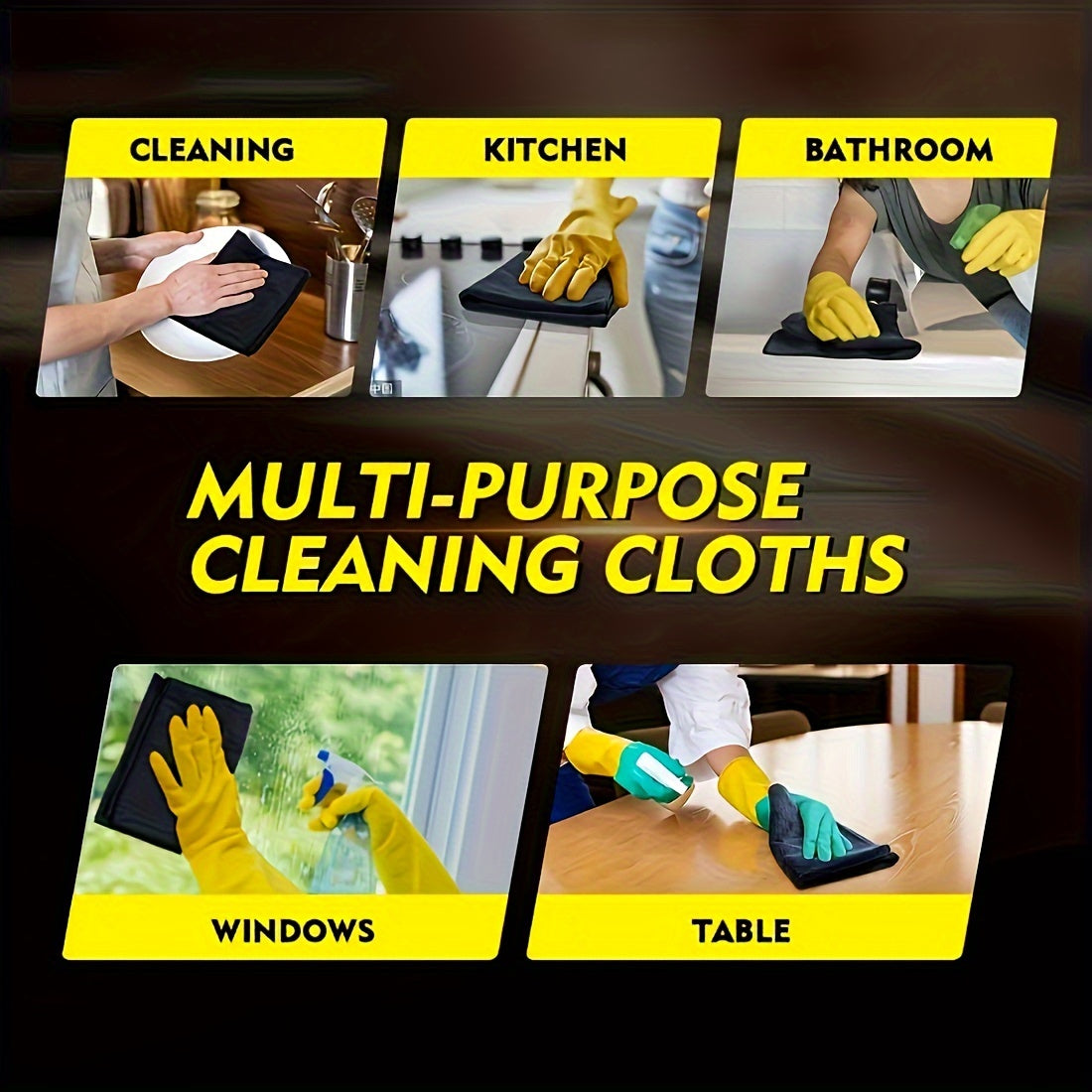 5/10/20/50 Pieces Black Flat Cleaning Cloth Set Soft And Quick-Drying Absorbent