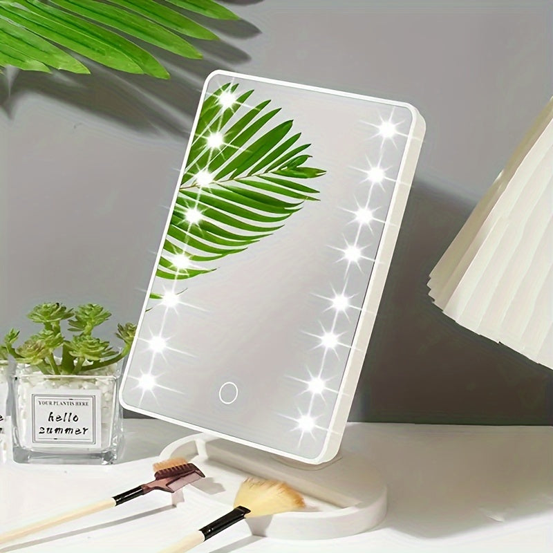 1PC Rotating Touch Screen Makeup Mirror with 16LED Lights - 3-Speed Adjustable Brightness, USB/Battery Dual Power, Portable Vanity Mirror for Bedroom, Dormitory, and Travel
