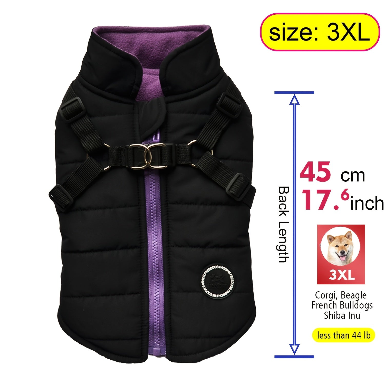 Warm Padded Dog Vest with Harness for Small and Medium Dogs - Red Coat for Extra Comfort and Security Christmas Gift