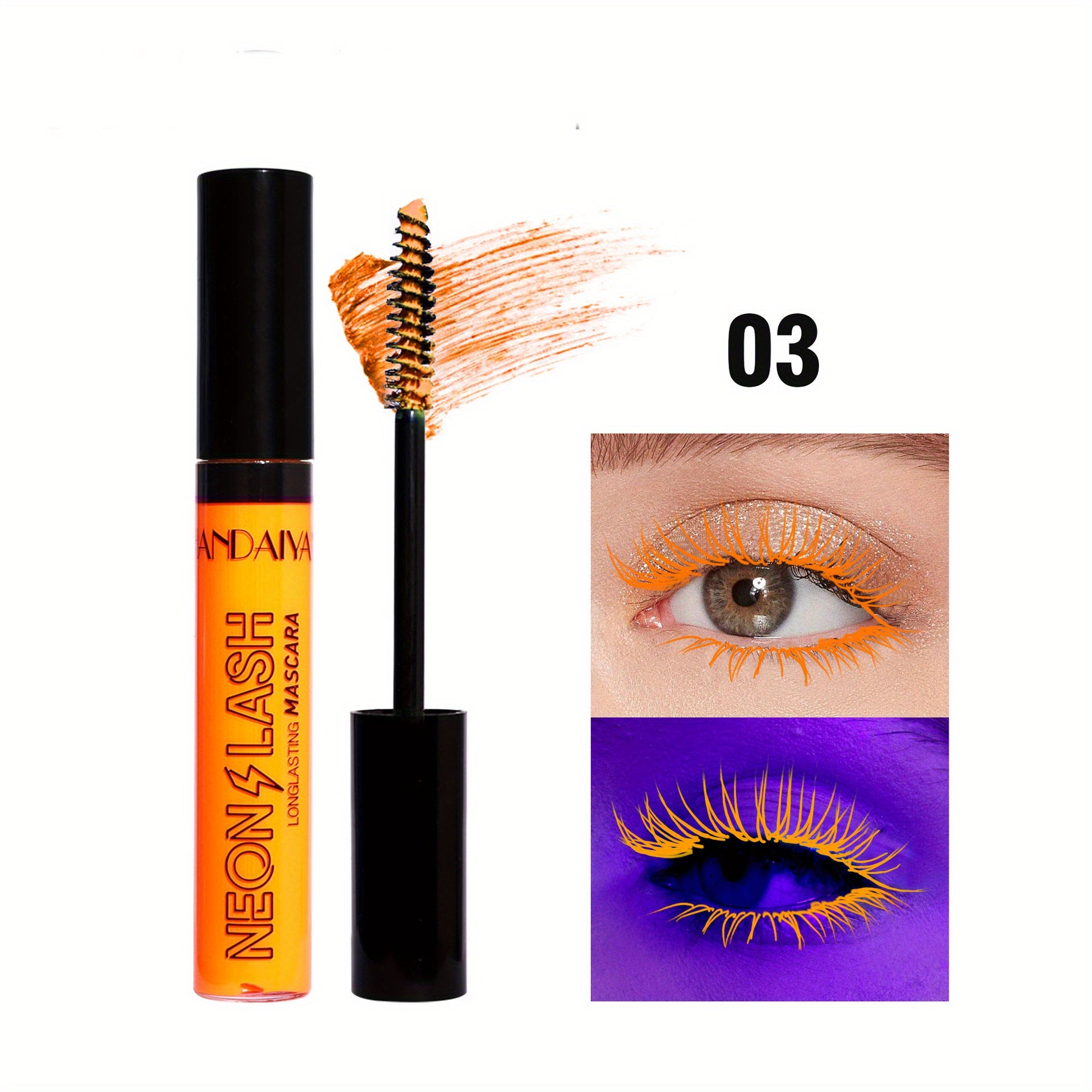 UV Glow 6 Colors Neon Mascara, Matte Colorful Waterproof Mascara, Smudge Proof Fluorescent Face Body Painting Halloween Cosplay Makeup Gift For Music Festival