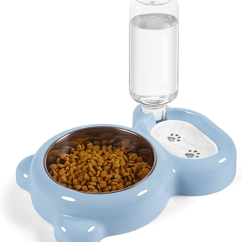 Keep Your Pet Hydrated & Fed with This Double Bowl Set & Automatic Water Dispenser Bottle!