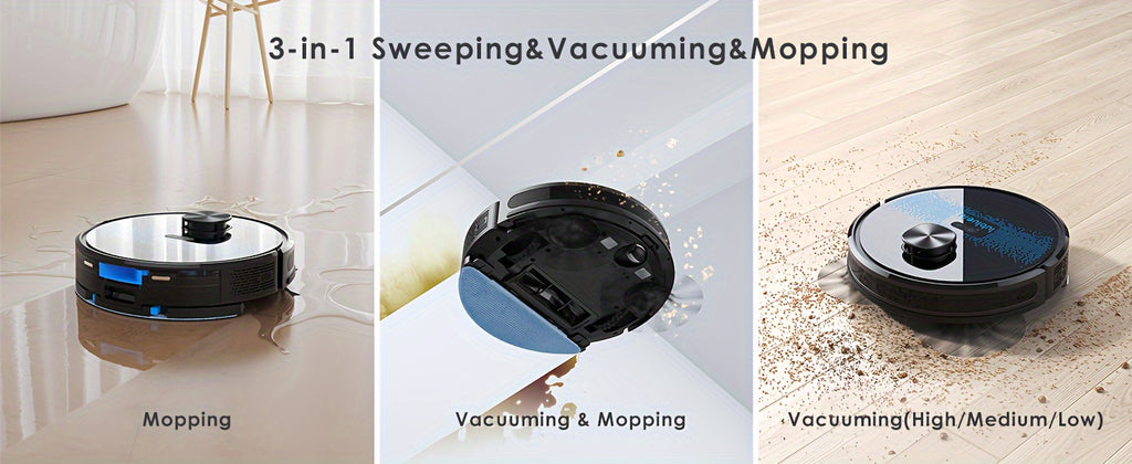 Lubluelu SL60 Plus Self-Emptying Robot Vacuum & Mop Combo, 4000Pa Strong Suction, 60-Day Hands-Free, WiFi/App/Alexa Compatible, 3-in-1 Pet Hair Cleaning for Hard Floors & Carpets, Quiet 55dB, Auto-Charging, Precision Mapping,