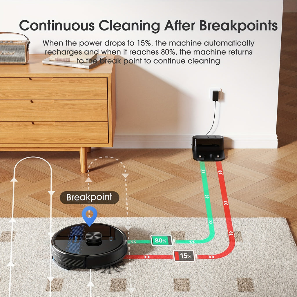 Robot Vacuum Cleaner And Mop Combo 4500Pa, Lubluelu SL60Ultra Robotic Vacuum, 150Mins Max, 56dB, 24 No-Go Zones For Pet Hair Carpets Floor