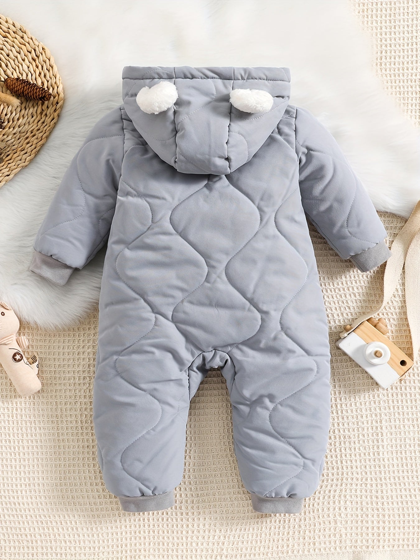 Baby Thickened Romper Autumn and Winter Outdoor Suit Newborn Set with Fleece Lining Zipper for 0-1 Year Old Youngsters' Clothes Christmas/Halloween/Thanksgiving Day, for Outdoor