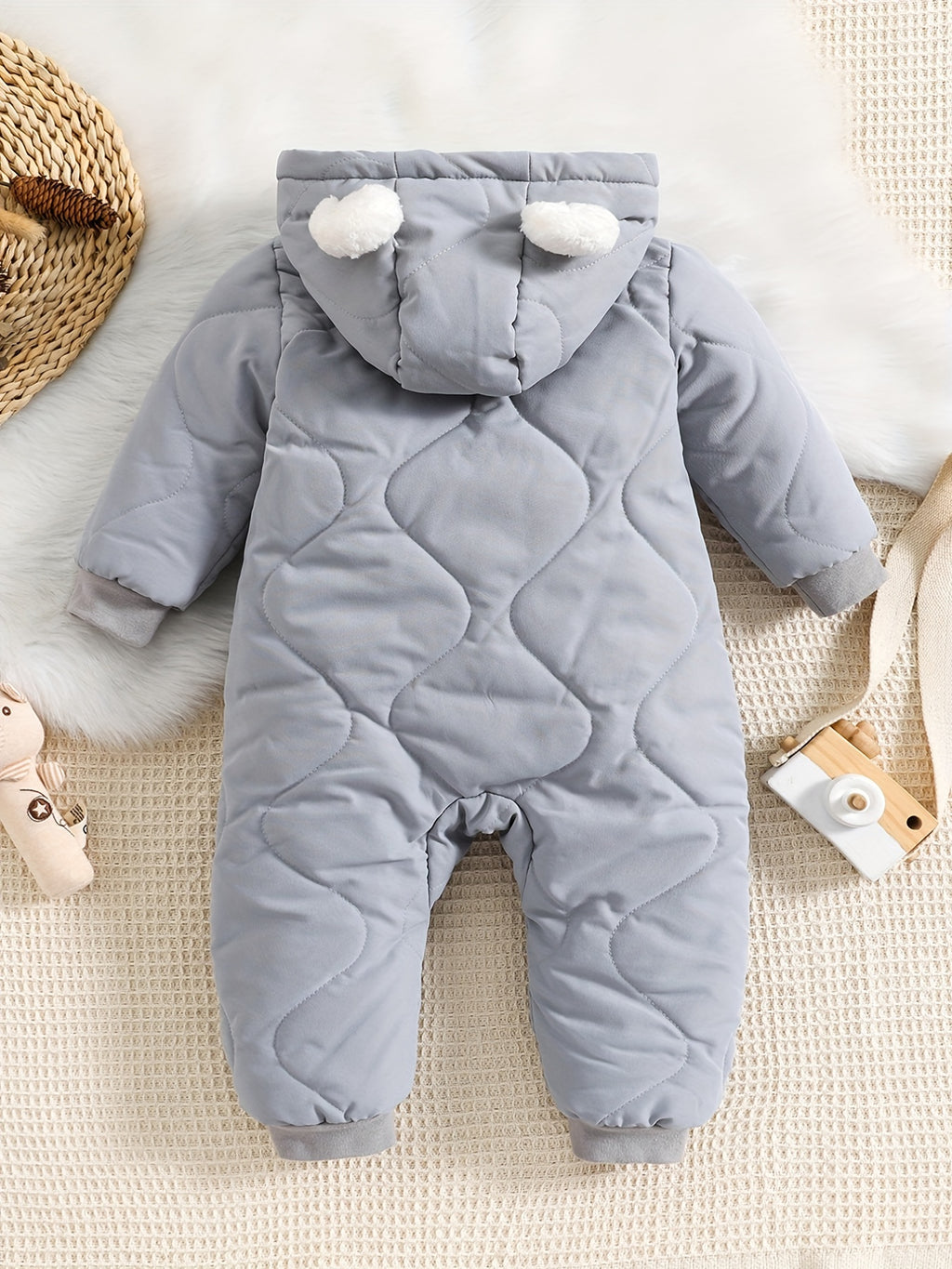 Baby Thickened Romper Autumn and Winter Outdoor Suit Newborn Set with Fleece Lining Zipper for 0-1 Year Old Youngsters' Clothes Christmas/Halloween/Thanksgiving Day, for Outdoor