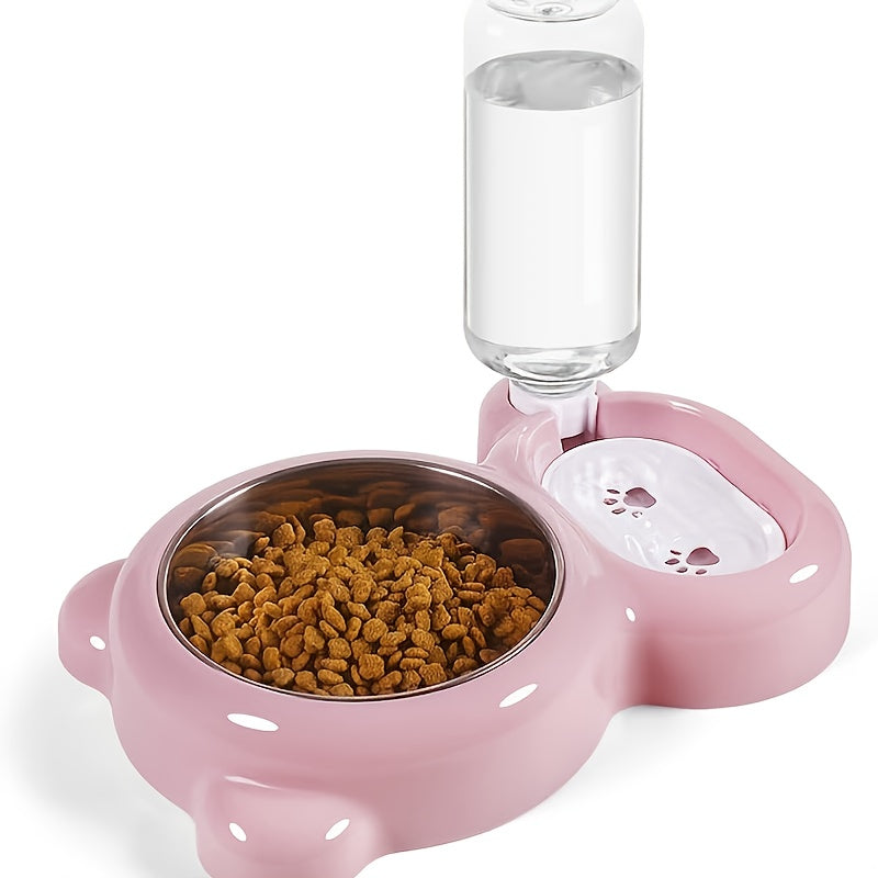 Keep Your Pet Hydrated & Fed with This Double Bowl Set & Automatic Water Dispenser Bottle!