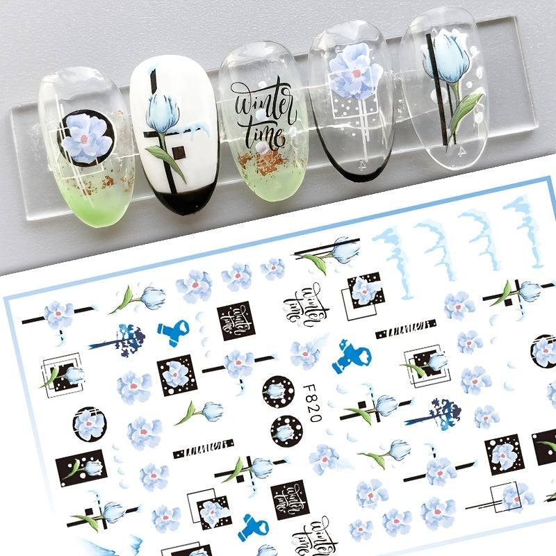 Snowflake Pattern Adhesive Nail Decals, Fashion Nail Art Stickers, Nail Stickers For Women