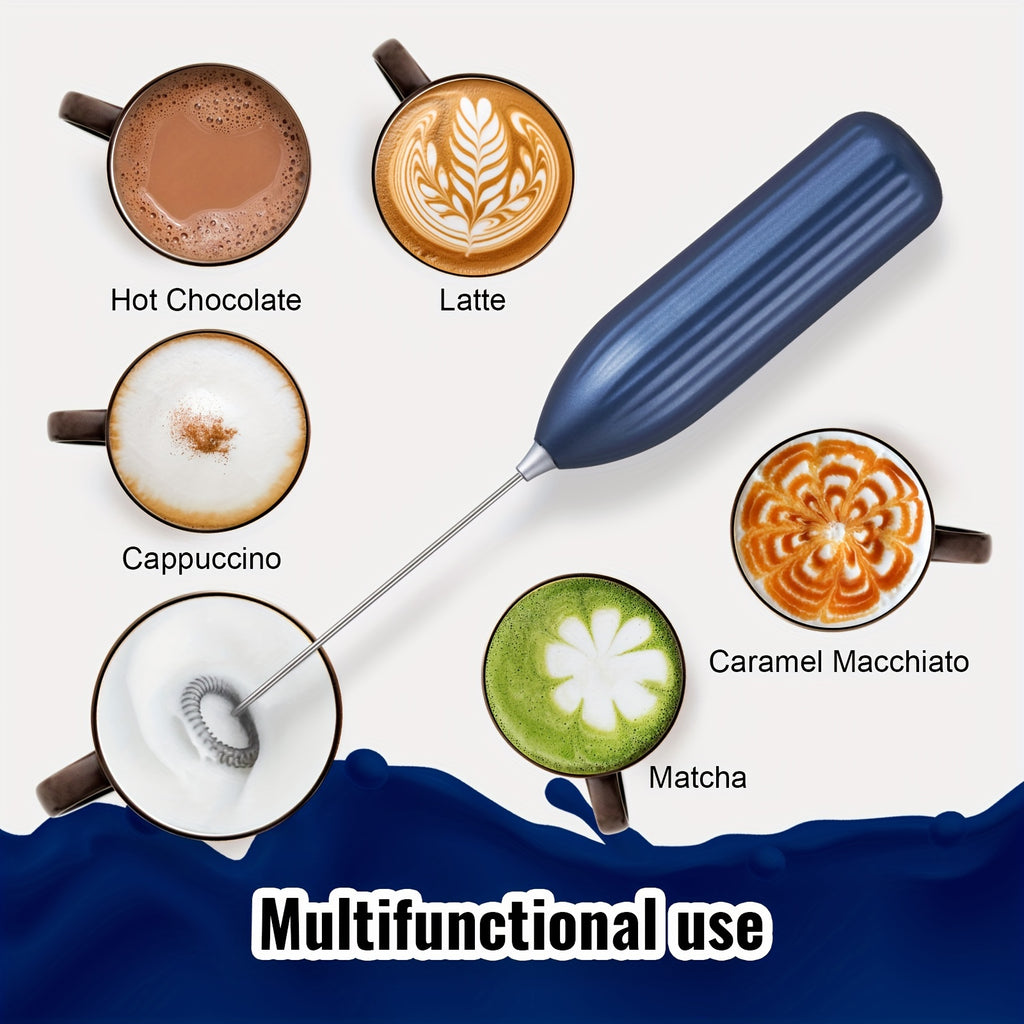 1pc, Lalayuan Powerful Electric Milk Frother, Mini Milk Foamer, Battery Operated (Not Included) Stainless Steel Drink Mixer, Handheld Electric Whisk For Coffee, Latte, Cappuccino, Chocolate, Matcha