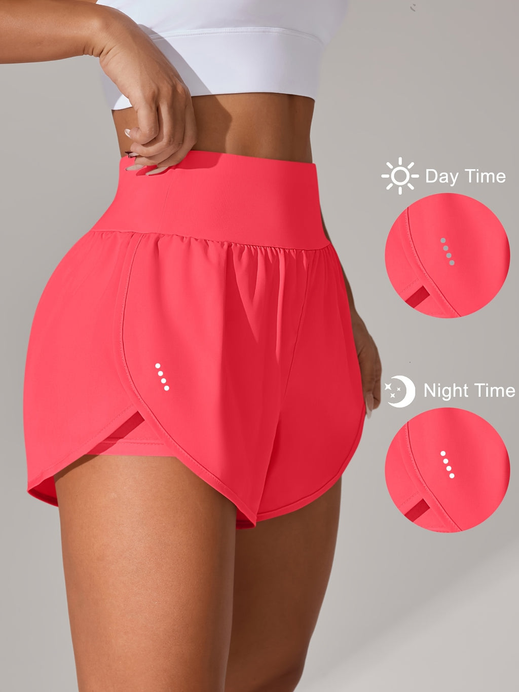 [Yoga Activewear] Women's Light Blue Yoga Shorts - Casual & Loose-Fit, High-Waisted with Ruffle Detail, Stretchy Polyester-Elastane Blend, Machine Washable, Perfect for Spring/Summer/Fall