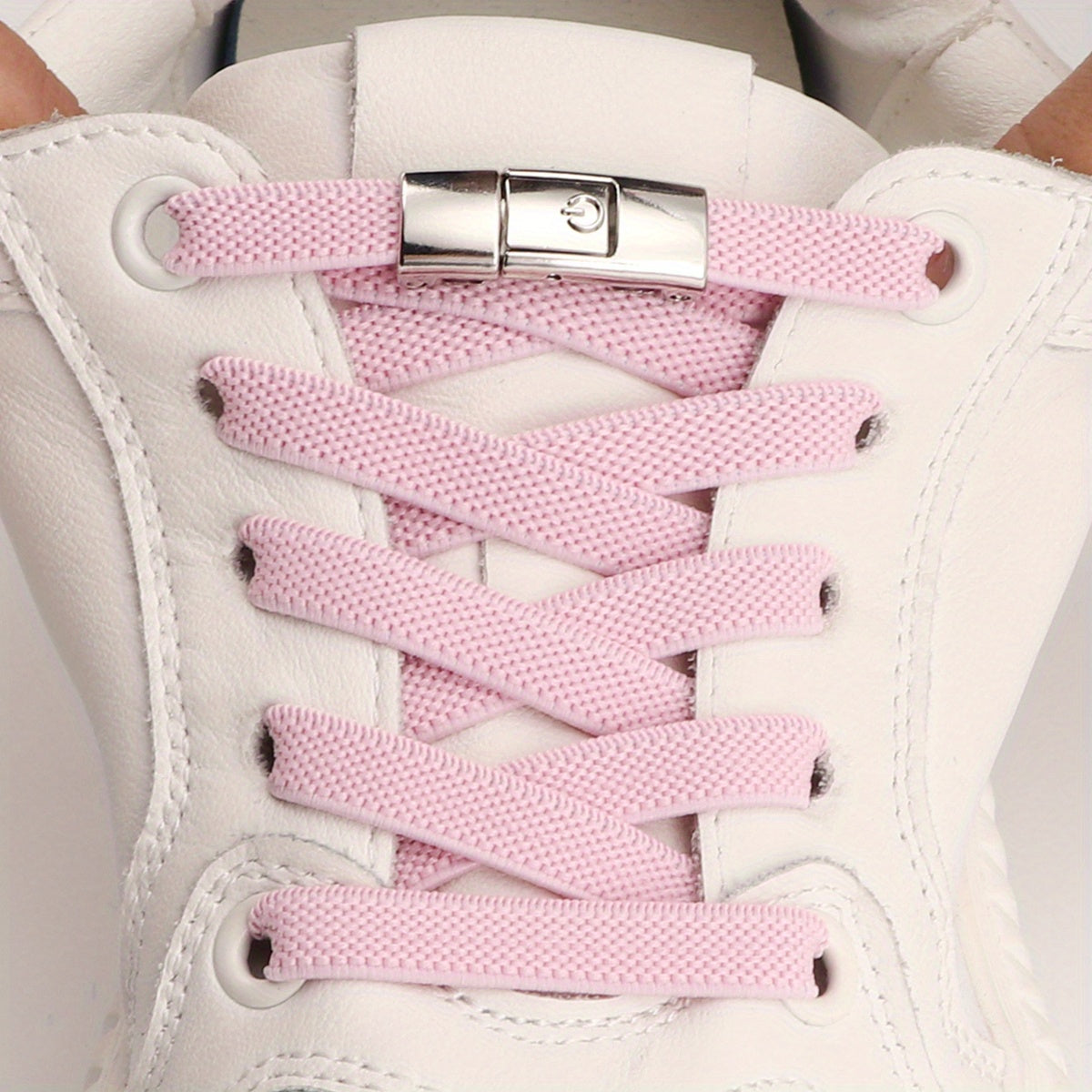 [Polyester Sneaker Accessories] White Polyester 1Pair Women's Sneaker Accessories, No Laces with Buckles