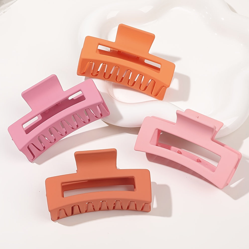 4pcs Strong Hold Hair Claw for Women - Medium Rectangle Clip with Non-Slip Grip for Thick and Thin Hair - Cute and Stylish Jaw Clip for Hair Styling Accessories
