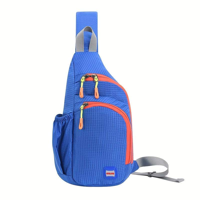 Waterproof Nylon Fanny Pack, Trendy Zipper Sling Bag With Side Pocket For Outdoor Sports