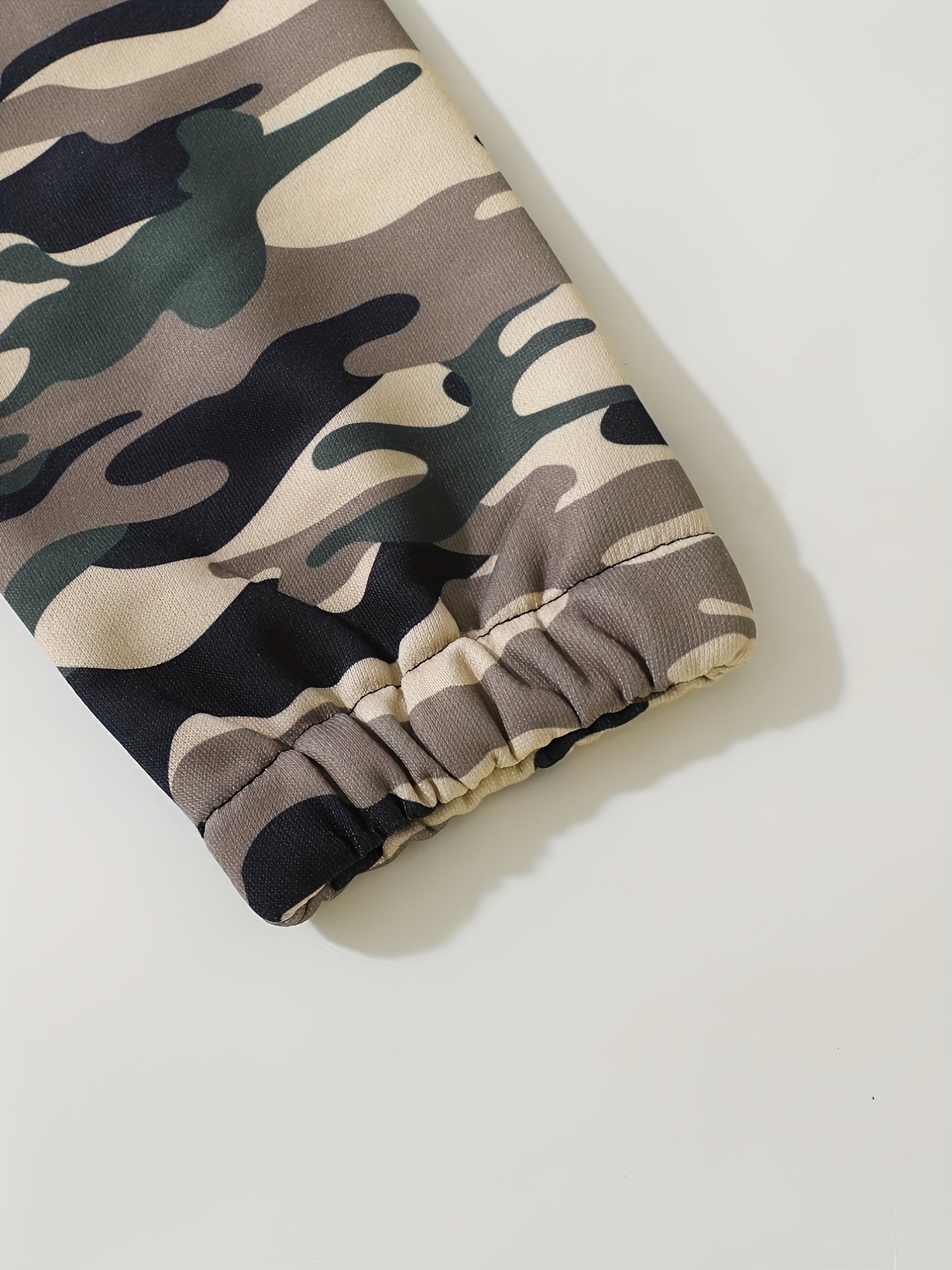 Boy's Casual Hoodie With Slogan + Camo Pants For Autumn & Winter Daily And Outdoor Wear