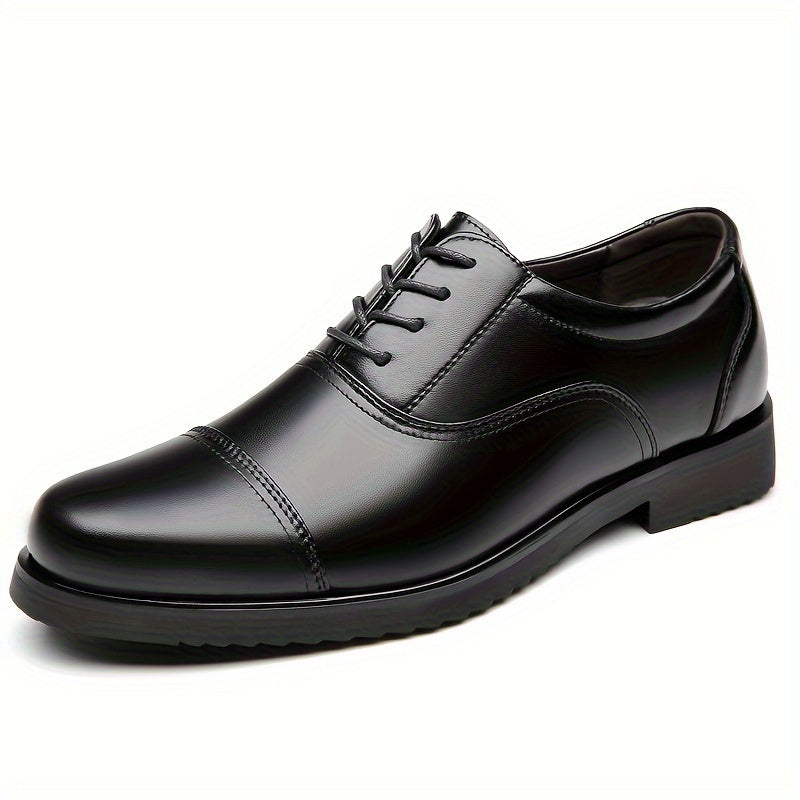 Men's Casual Work Shoes, Business Shoes, Three Joint Microfiber Leather Rubber Sole, Lace Up, Large Size