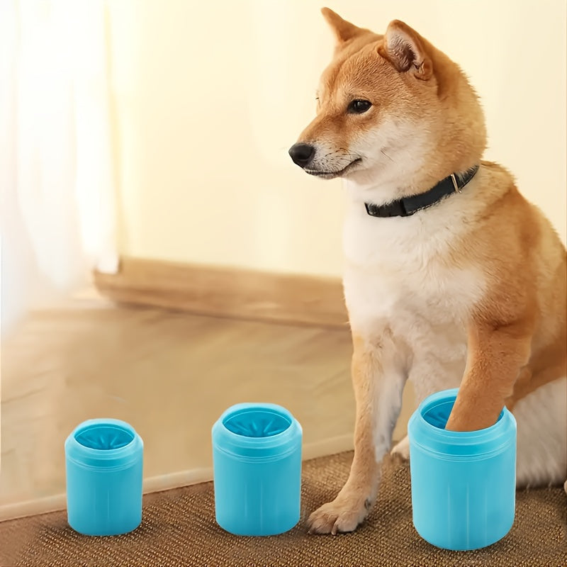Portable Soft Silicone Pet Paw Cleaner Cup with Brush - Turquoise & Black Dog & Cat Paws Washing Cup, Non-Slip Base, Easy-Clean Durable Design for Indoor/ Use, Dirt & Debris Remover for Paws Before/After Walks, Dog Grooming,