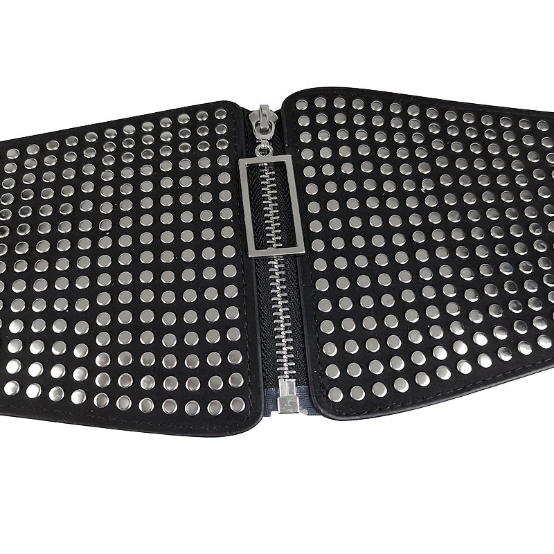 Wide Elastic Studded Belt Female Waist Gothic Plus Size Stretch Girdle Ladies Long Belts For Women Corset Waistband