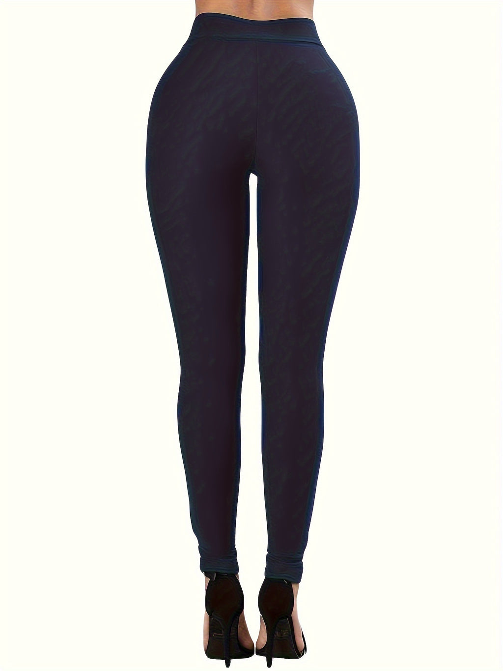 Women's Sexy High-Waisted Tight Leggings - 9/10 Length (Short Ankle) Cross-Over Strap Pants with Elastic Waistband, Solid Grey/Black/ Brown/Navy - Slim-Fit Stretchy Tummy Control for Mature Occasions, Workouts & Casual Attire