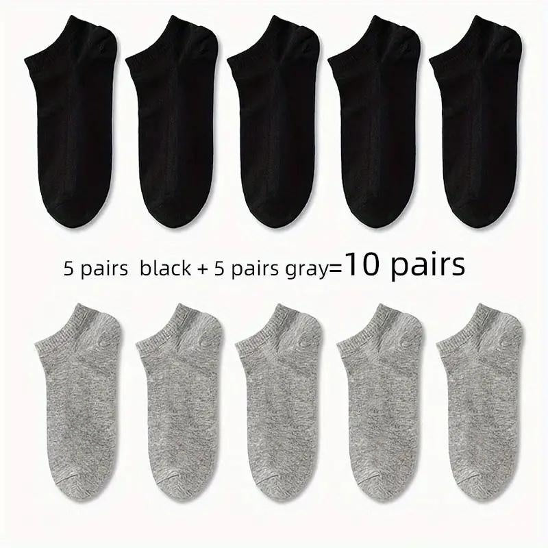 1/5/10/30 Pairs Men'S & Women'S Breathable Anti-Odor Socks - Moisture-Wicking Quick-Dry Summer Shorts, Black/White/Gray/Beige/Gray/White/Black/Gray/White/Gray/White/Gray/White/Gray/White/, Sweat-Resistant