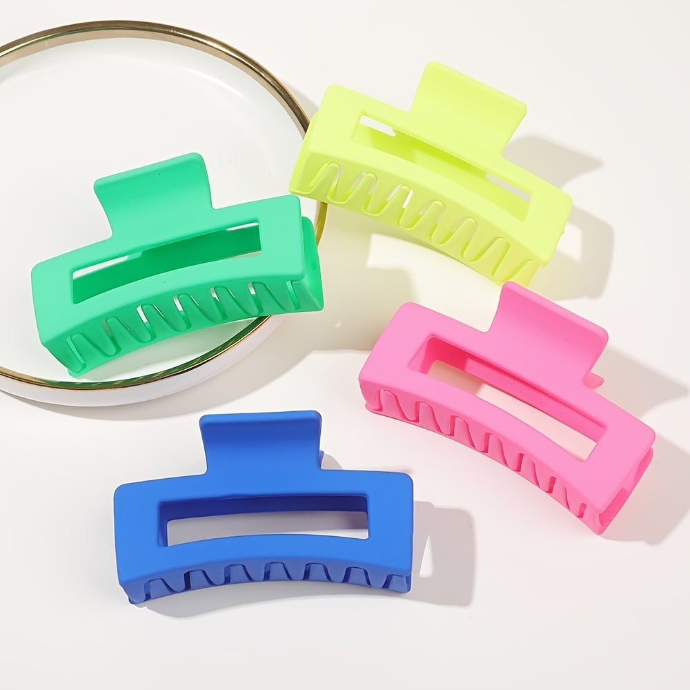 4pcs Strong Hold Hair Claw for Women - Medium Rectangle Clip with Non-Slip Grip for Thick and Thin Hair - Cute and Stylish Jaw Clip for Hair Styling Accessories