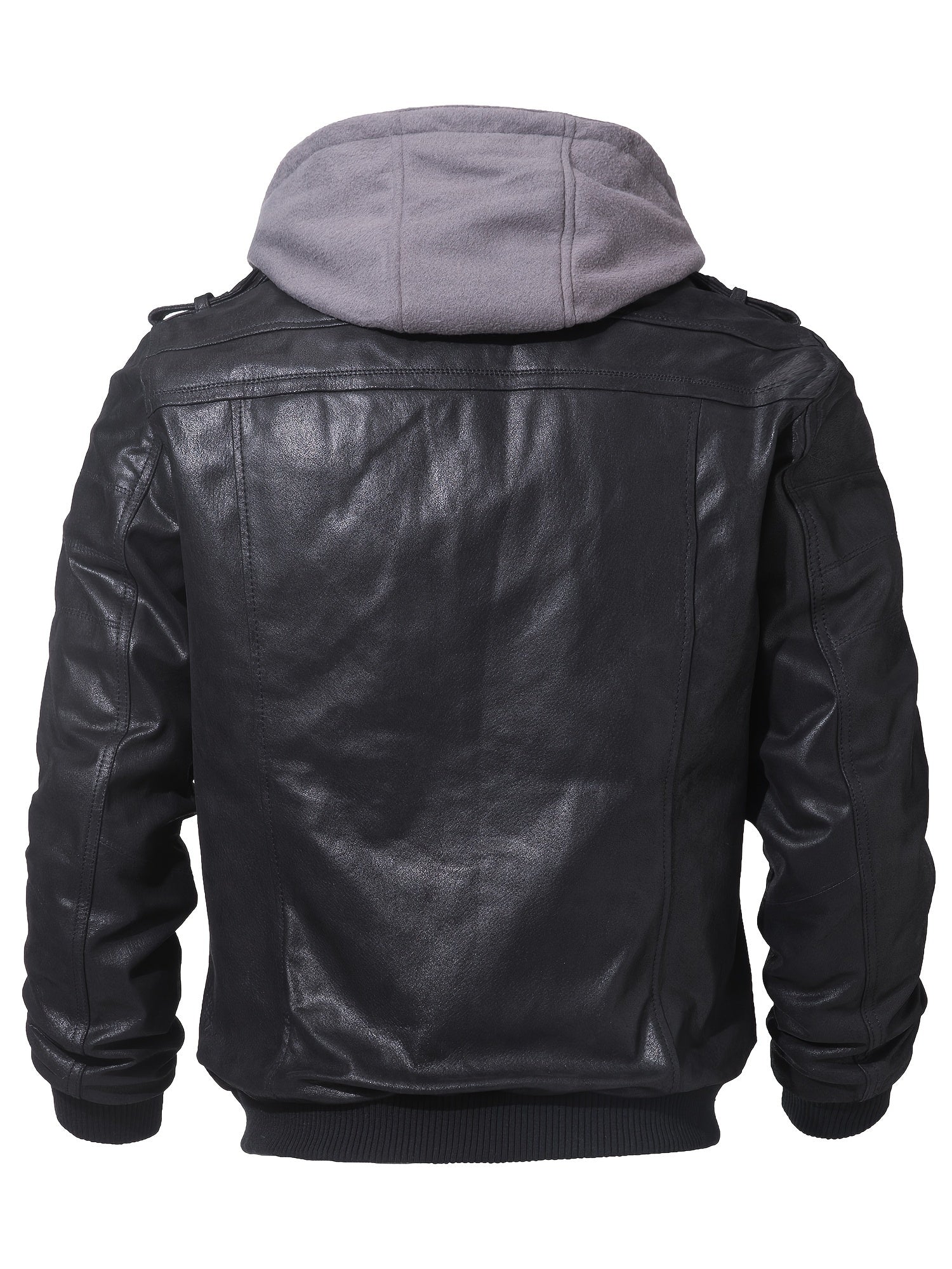 Men's Brown Leather Motorcycle Jacket with Removable Hood - FLAVOR