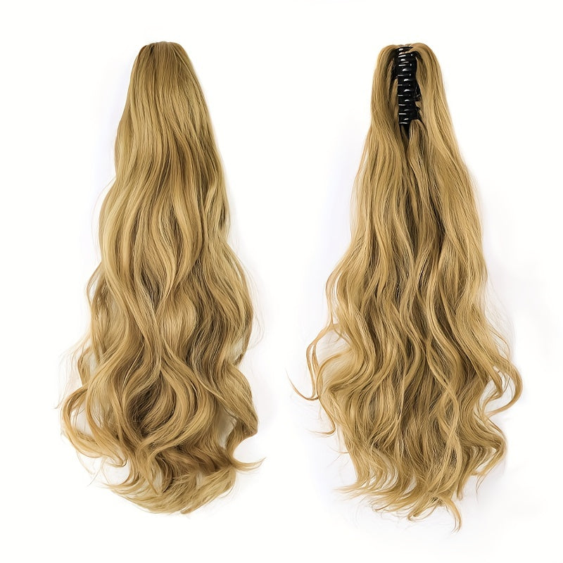 Long Wavy Ponytail Extensions - 22 Inch Claw Clip In Synthetic Hair Piece For Women - Add Volume And Style To Your Hair Halloween Christmas
