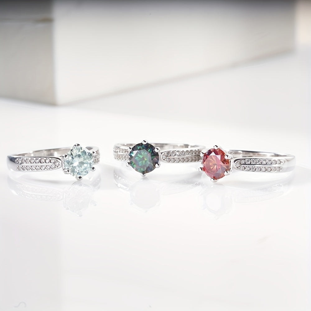 Original Tancise 925 Pure Silvery Ring with Moissanite Diamond and Certificate, Exquisite Jewelry for Women's Engagement Ring