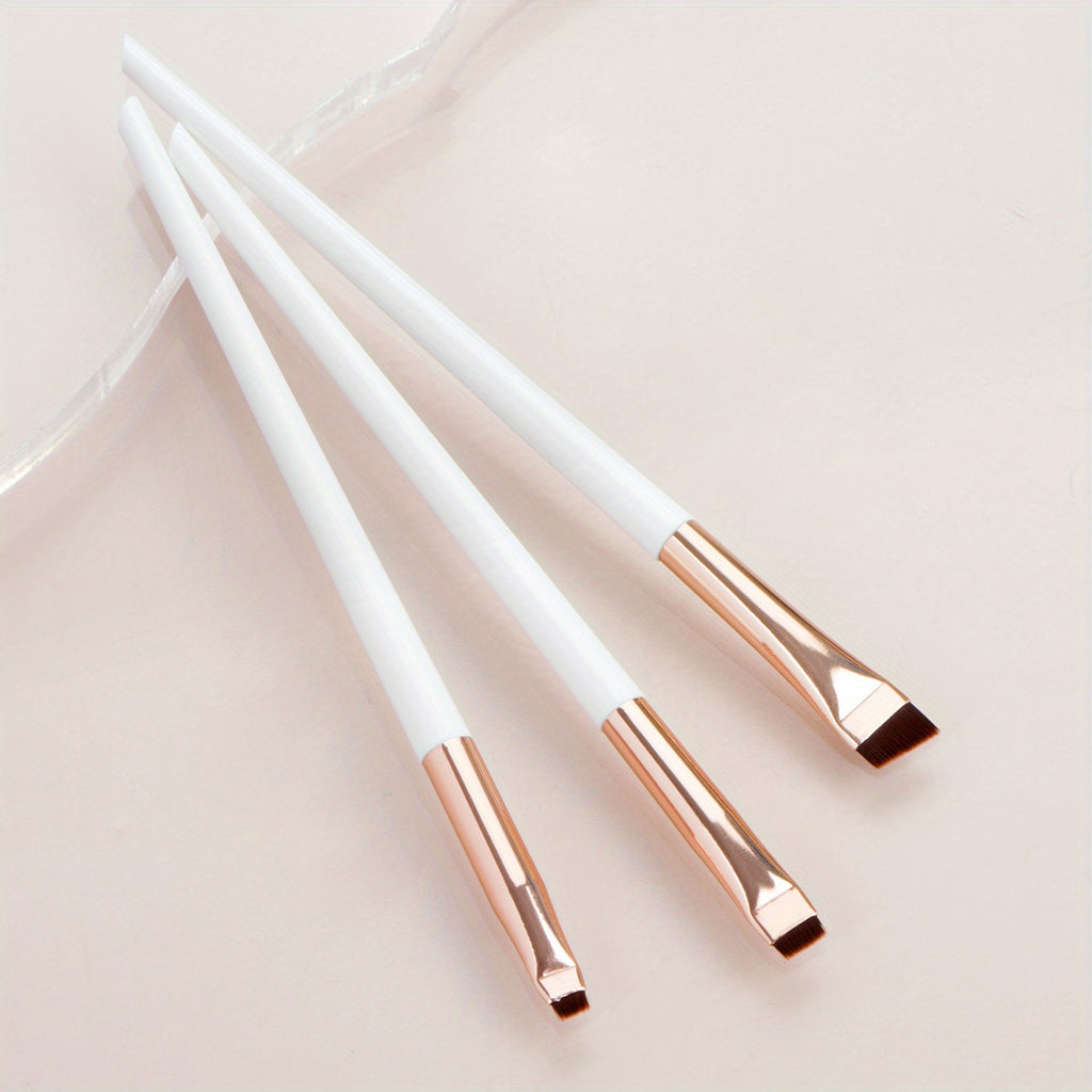 3Pcs Ultra-Thin Eyebrow Brush Set - Angled Precision Eyeliner Makeup Brushes, Synthetic Bristles Slanted Eye Brow Tinting Kit