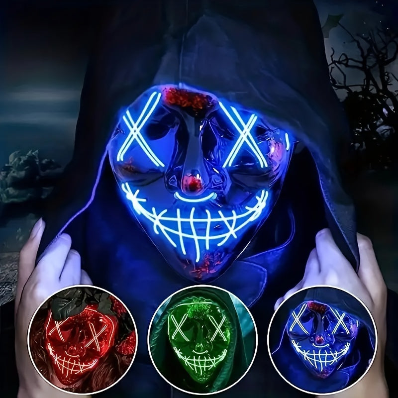 Halloween Light Mask LED Full Face Mask, Clown Glow Mask For Adult, For Christmas, Halloween, Thanksgiving
