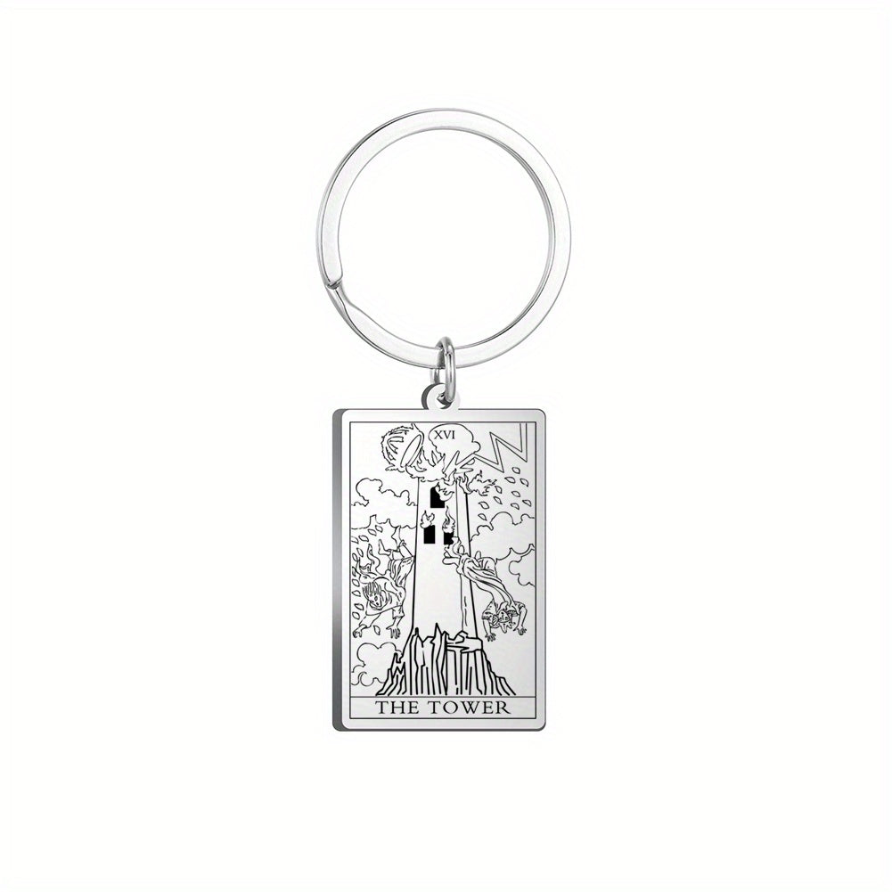 Vintage Stainless Steel Major Arcana Tarot Pendant Keychain - Powerful Divination Tool and Fashion Accessory