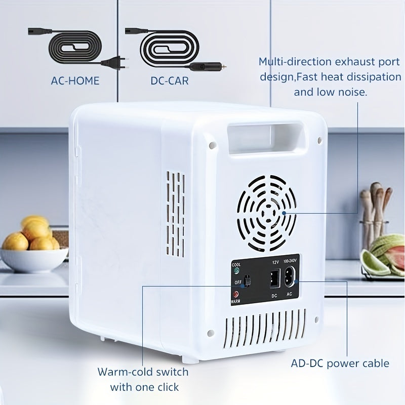 [Portable Mini Fridge] Compact Mini Fridge | 4L/6 Can Portable Cooler & Warmer, Low Noise, 12V DC/110V AC - Dorm, Office, Bedroom, Travel, Camping, RV, Makeup, Spacesaving, Durable